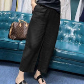 Women's Solid Color Linen Cropped Straight Casual Pants