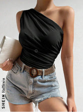 Summer Casual Polyester Short-sleeved Blouse For Women