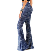 Palazzo Print Flare Leggings, Women's Boho Wide Leg Yoga Pants Flare Leggings For Women