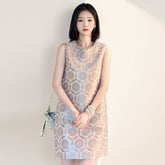 Floral Sleeveless Round Neck Straight Vest Dress