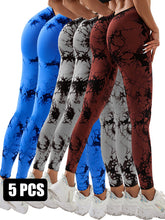 5pcs Dyed Yoga Pants With A Waistband At The Lower Back Active Yoga Pants