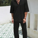 Commuter Suits Summer Short-sleeved Top And Loose Straight Trousers Casual Outfits Outdoor Mens Clothing