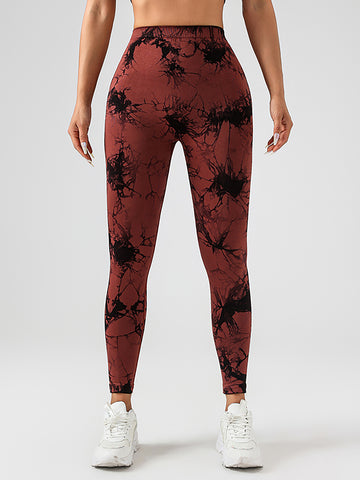 5pcs Dyed Yoga Pants With A Waistband At The Lower Back Active Yoga Pants