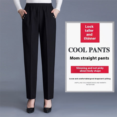 Spring And Autumn Middle-aged Mom Pants Straight-leg Trousers