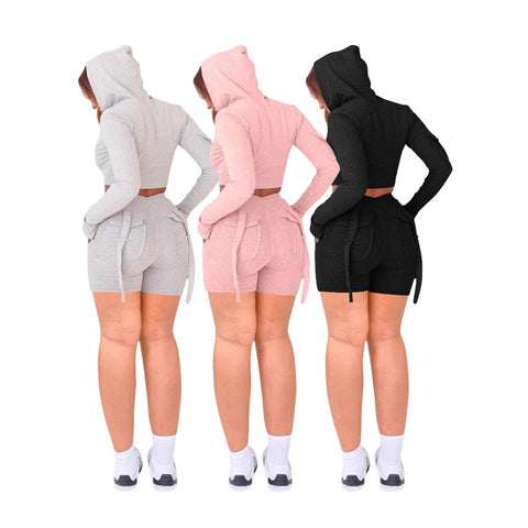 Women's Casual Tight Workwear With Pocket Sports Shorts Suit