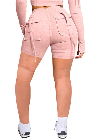Women's Casual Tight Workwear With Pocket Sports Shorts Suit