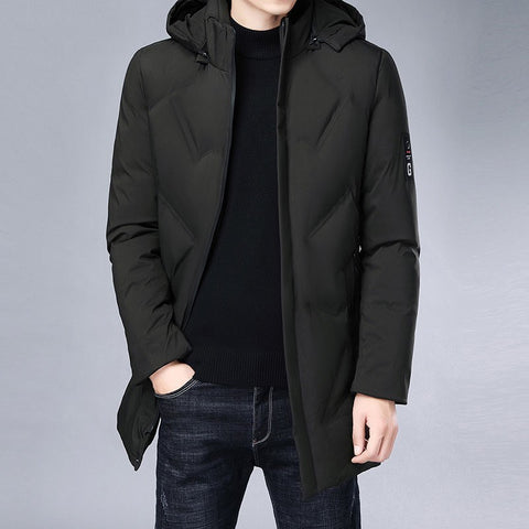 Long Slim Casual Jacket With Removable Cap