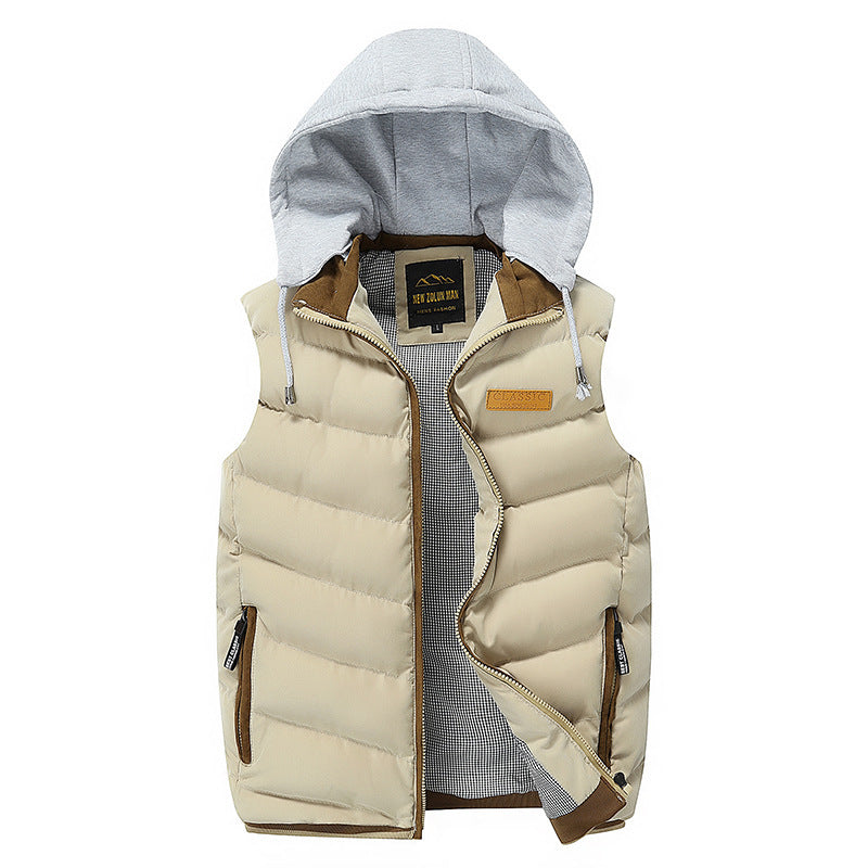 Hooded mousse cotton casual vest
