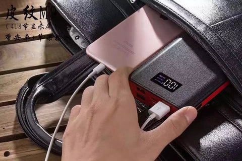 4U Mobile Power Bank Dual-input Leather Texture 20000 MAh Power Bank Mobile Phone