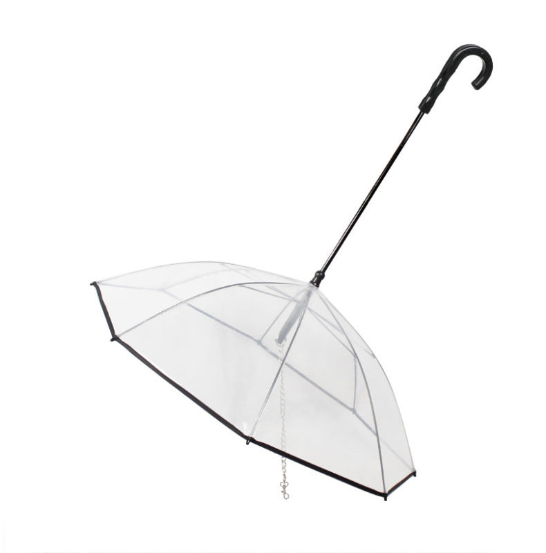 Dog's Transparent Umbrella  With Traction Chain Removable Umbrella Pet Products