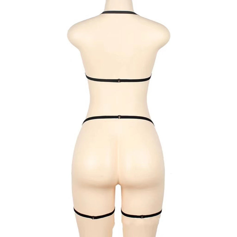 Three-point Lace Up Cross Hollow Temptation Suit