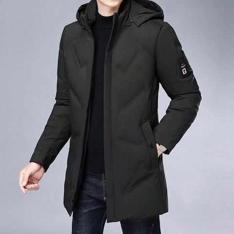Long Slim Casual Jacket With Removable Cap