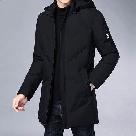 Long Slim Casual Jacket With Removable Cap