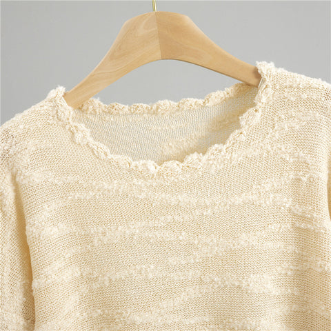 Temperament Crew Neck Loose Oversized Knit Female Fashion Tops