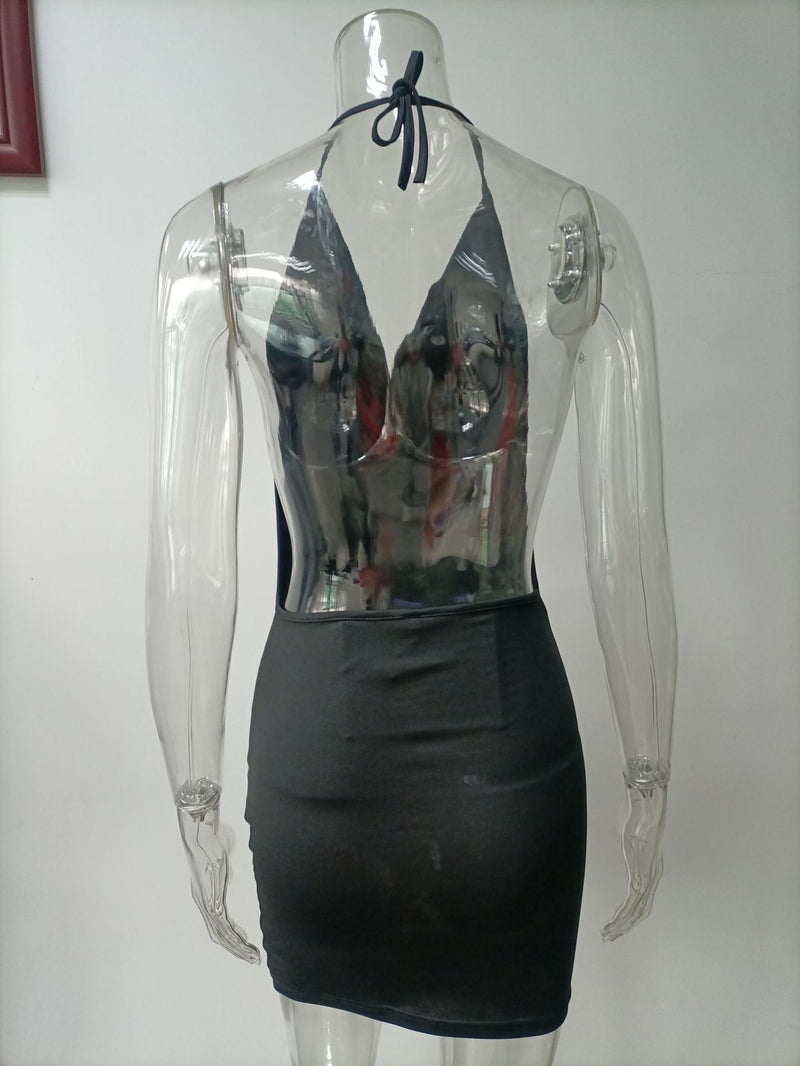 Summer V-neck Dress  Deep Temperament Sling Backless Halter Dresses Women's Clothing