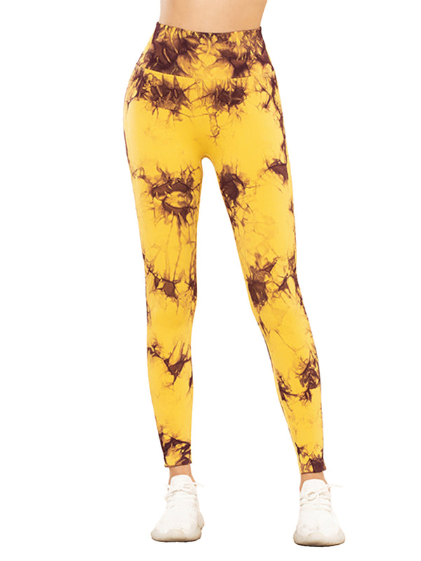 4pcs Tie-dye Yoga Pants Active Yoga Pants