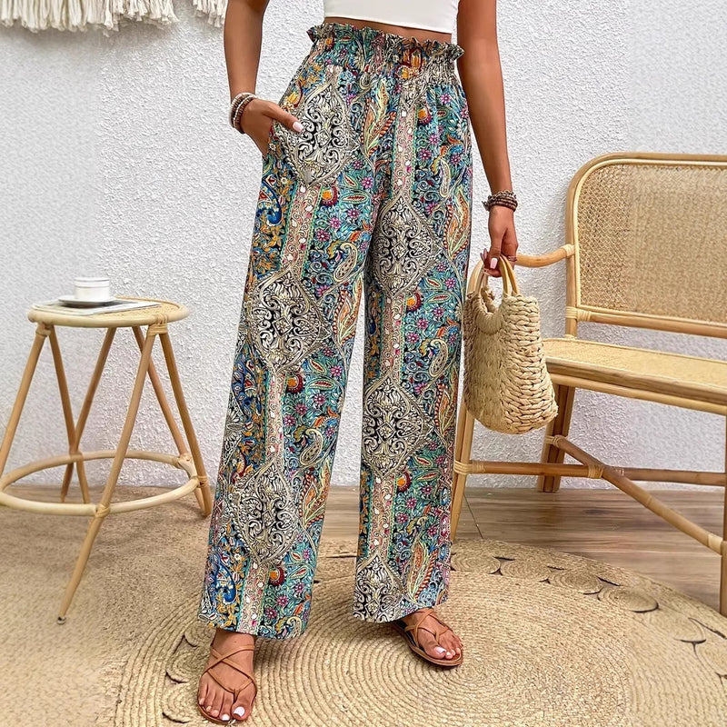 Bohemia Print Fashion Women's Wide-legged Pants