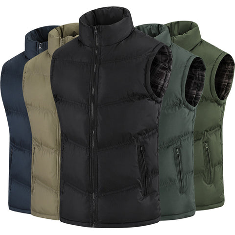 Fashion Stand-up Collar Sleeveless Waistcoat Warm Vest Men's Jacket Trend