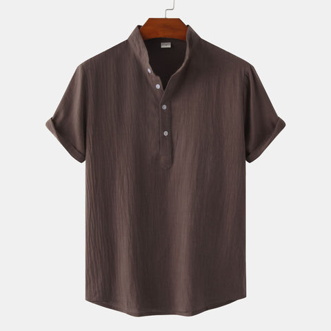 Casual Solid Color Shirt Short Sleeve Shirt Beach T-Shirt Tops Summer Mens Clothing