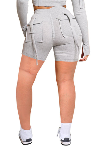 Women's Casual Tight Workwear With Pocket Sports Shorts Suit
