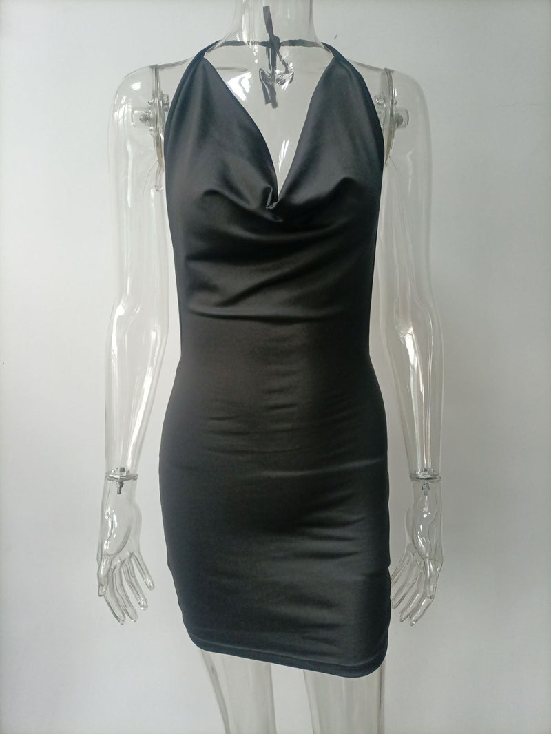 Summer V-neck Dress  Deep Temperament Sling Backless Halter Dresses Women's Clothing