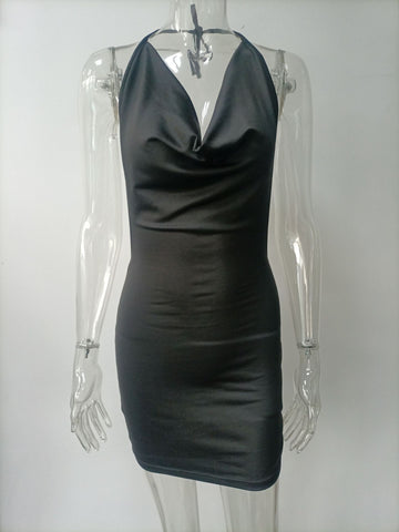 Summer V-neck Dress  Deep Temperament Sling Backless Halter Dresses Women's Clothing