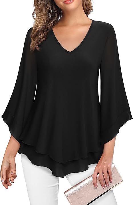 Women's Summer 34 Flare Sleeve Top