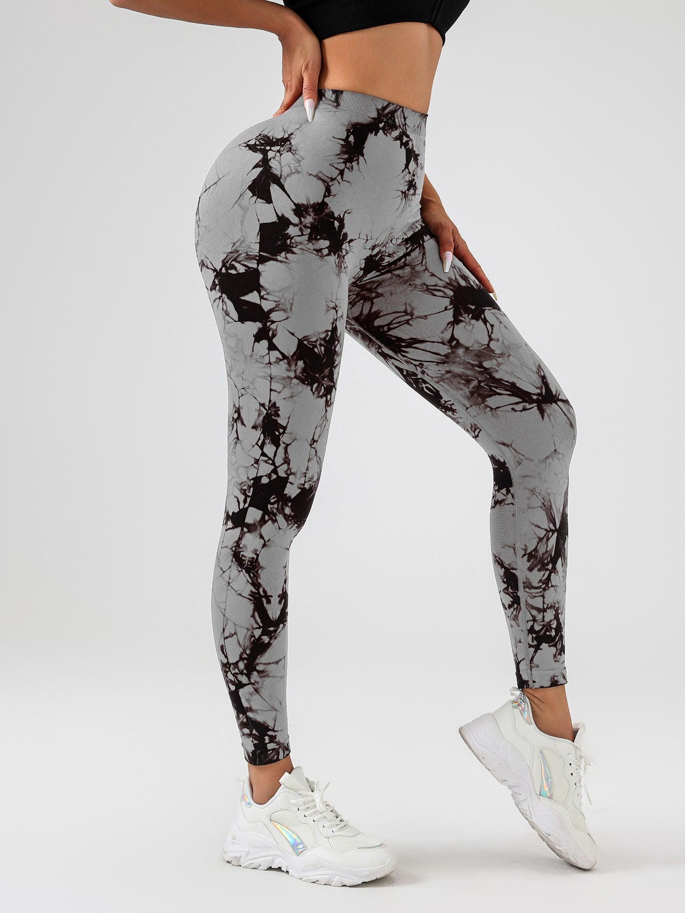 5pcs Dyed Yoga Pants With A Waistband At The Lower Back Active Yoga Pants