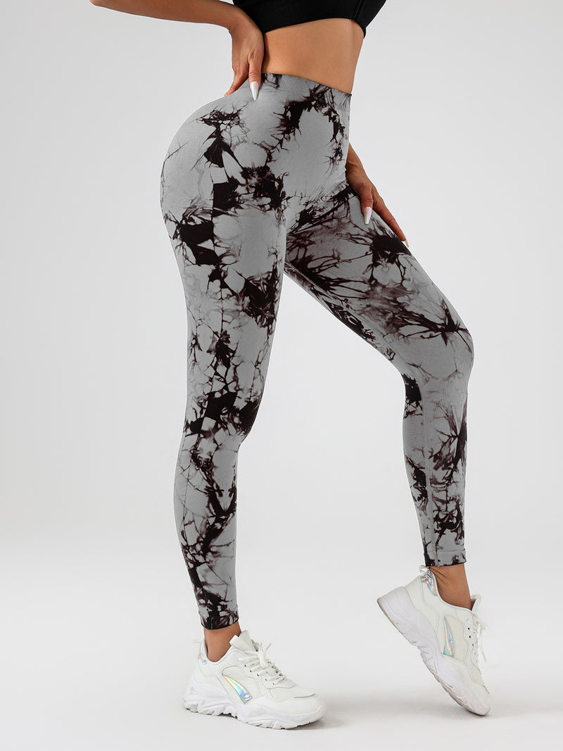 5pcs Dyed Yoga Pants With A Waistband At The Lower Back Active Yoga Pants