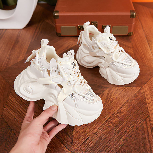 Mesh Surface Hollowed Casual Shoes Height Increasing Women Shoes