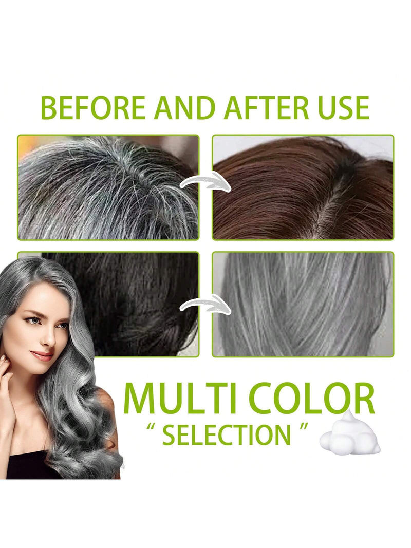2PCS Three In One Silver Gray Hair Dye Shampoo, Shampoo, Moisturizes Hair, Silver Gray Hair, Easy To Use, Suitable For Both Men And Women, Rich In Polygonum Multiflorum, Ganoderma Lucidum And Ginger,