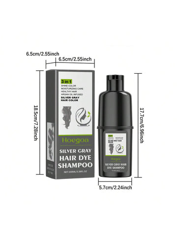 2PCS Three In One Silver Gray Hair Dye Shampoo, Shampoo, Moisturizes Hair, Silver Gray Hair, Easy To Use, Suitable For Both Men And Women, Rich In Polygonum Multiflorum, Ganoderma Lucidum And Ginger,