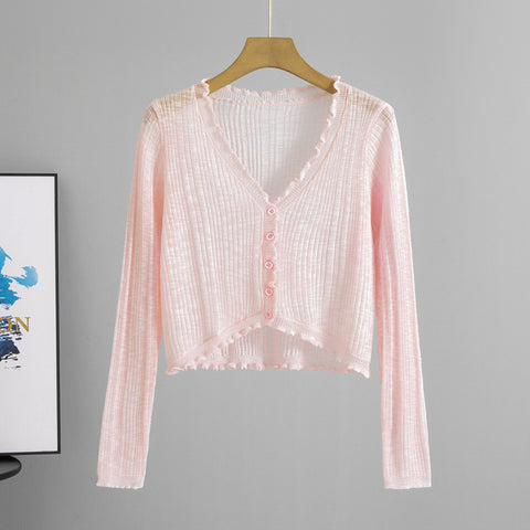 Women's Lace Knitted Cardigan Thin Type Sunscreen Outer Tops