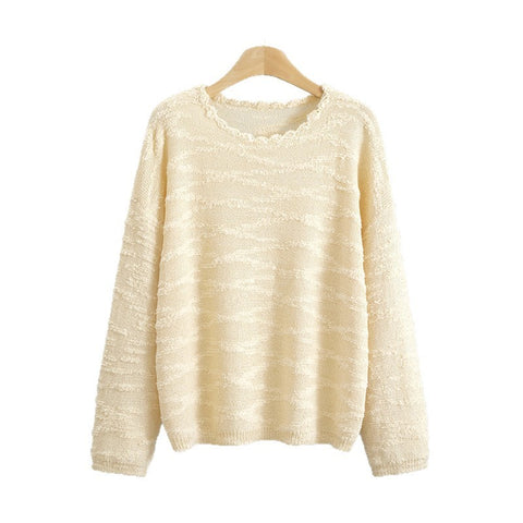 Temperament Crew Neck Loose Oversized Knit Female Fashion Tops