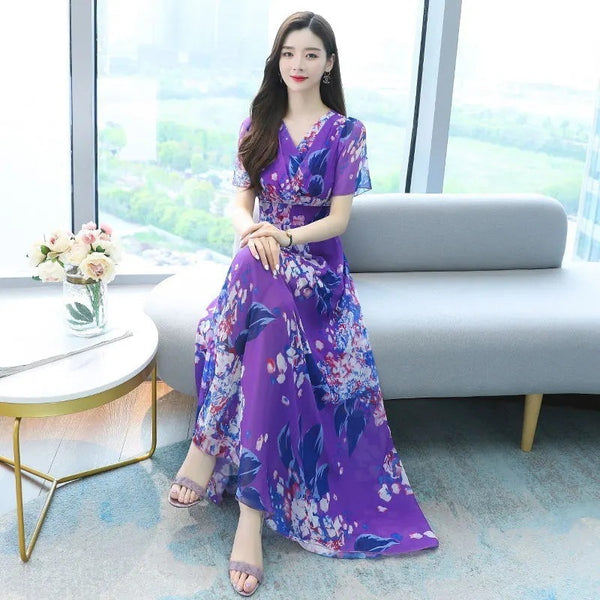 Summer Fashion Printing Dress Women Over The Knee Bohemian