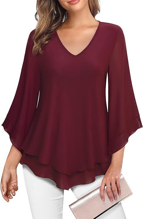 Women's Summer 34 Flare Sleeve Top