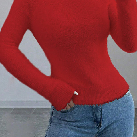 Women's Pure Color All-matching Soft Glutinous Long-sleeved Sweater