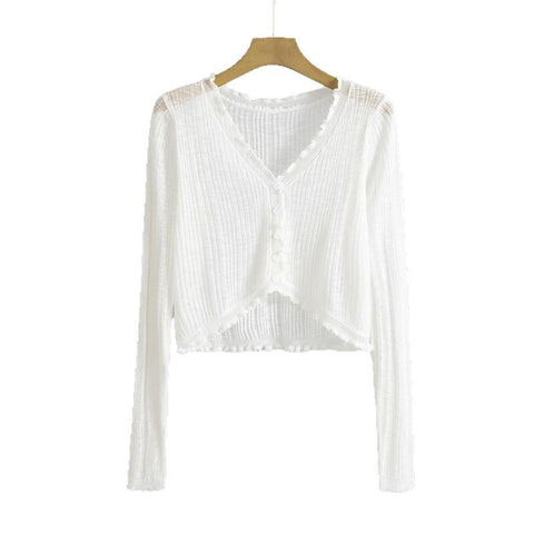 Women's Lace Knitted Cardigan Thin Type Sunscreen Outer Tops