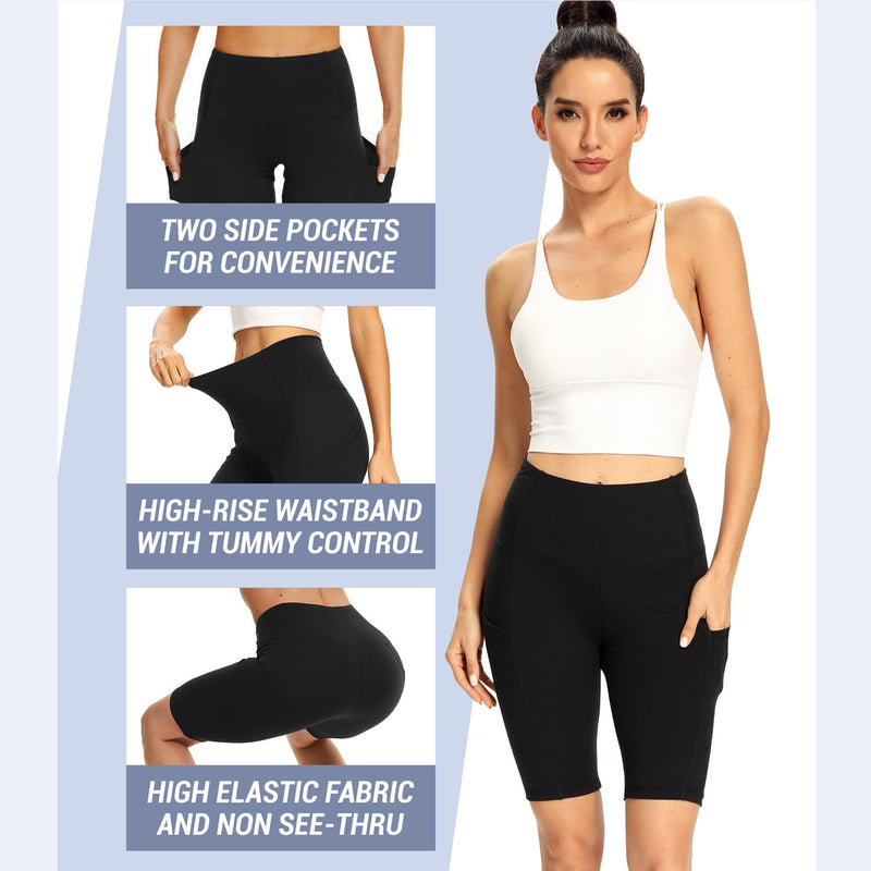 Biker Shorts For Women High Waist 8'' Summer Tummy Control Spandex Workout Running Yoga Shorts