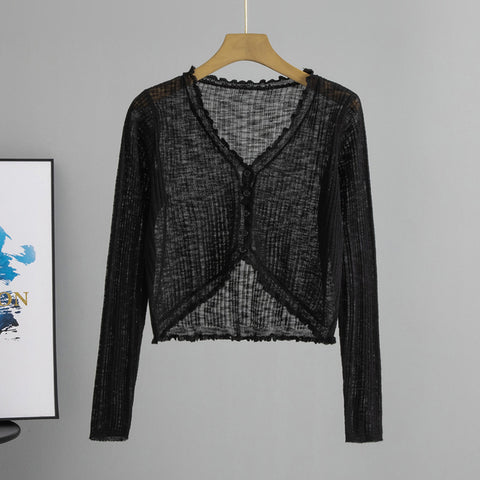Women's Lace Knitted Cardigan Thin Type Sunscreen Outer Tops