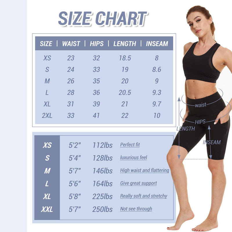 Biker Shorts For Women High Waist 8'' Summer Tummy Control Spandex Workout Running Yoga Shorts
