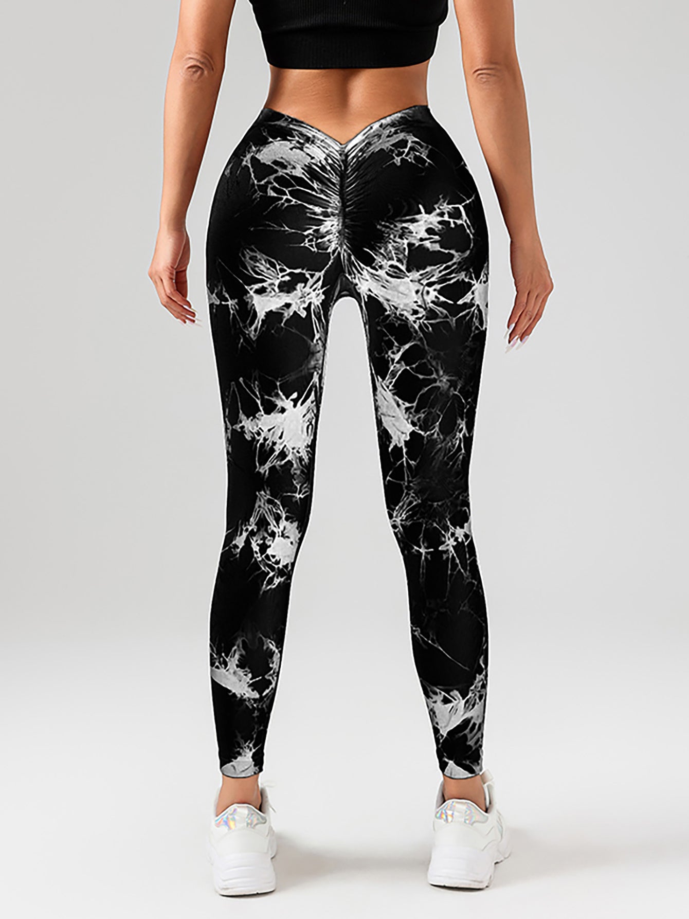5pcs Dyed Yoga Pants With A Waistband At The Lower Back Active Yoga Pants