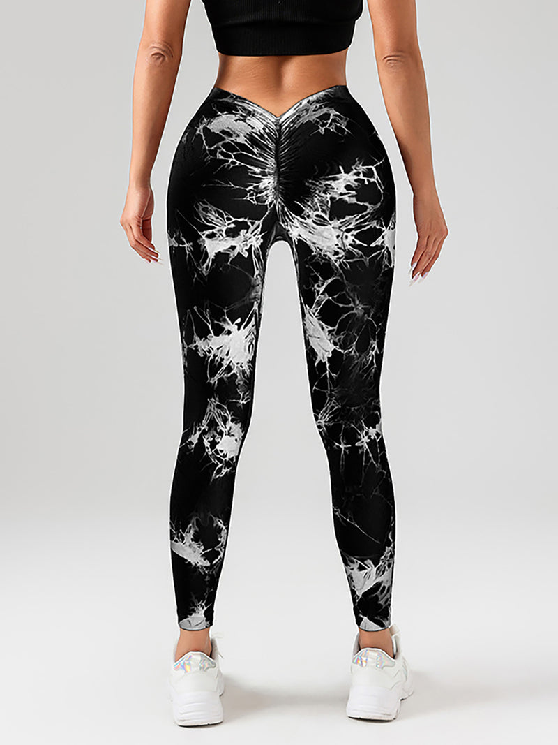 5pcs Dyed Yoga Pants With A Waistband At The Lower Back Active Yoga Pants