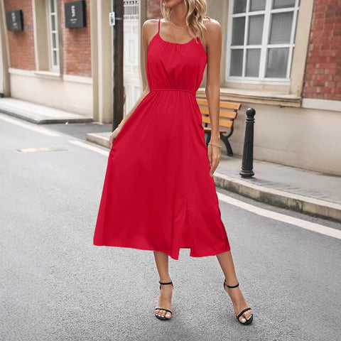 Women's Clothing Cross-border Solid Color Sling Dress