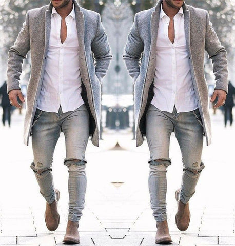 Men's trench coat long autumn and winter coats