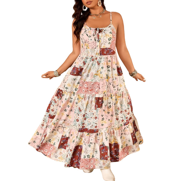 European And American Style Dress Spaghetti Strap Suspender Floral Dress