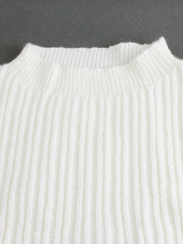 Knitted Sweater Round Neck Vest And Split Skirt Two-piece Set