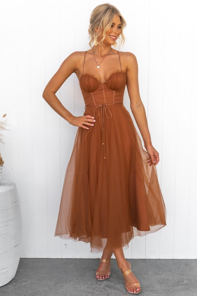 Temperament Camisole Mesh Party Evening Dress
