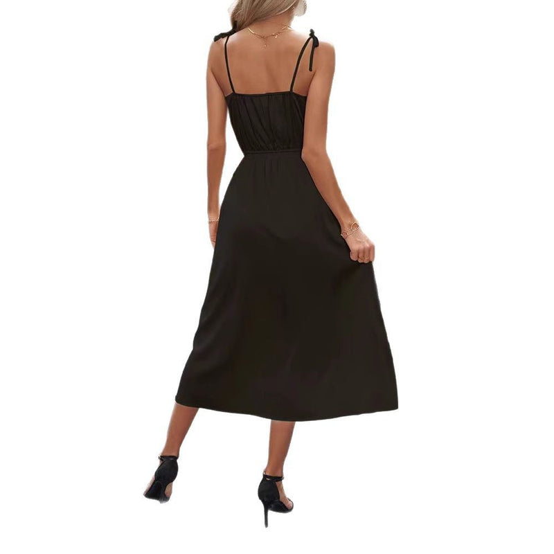 Women's Clothing Cross-border Solid Color Sling Dress