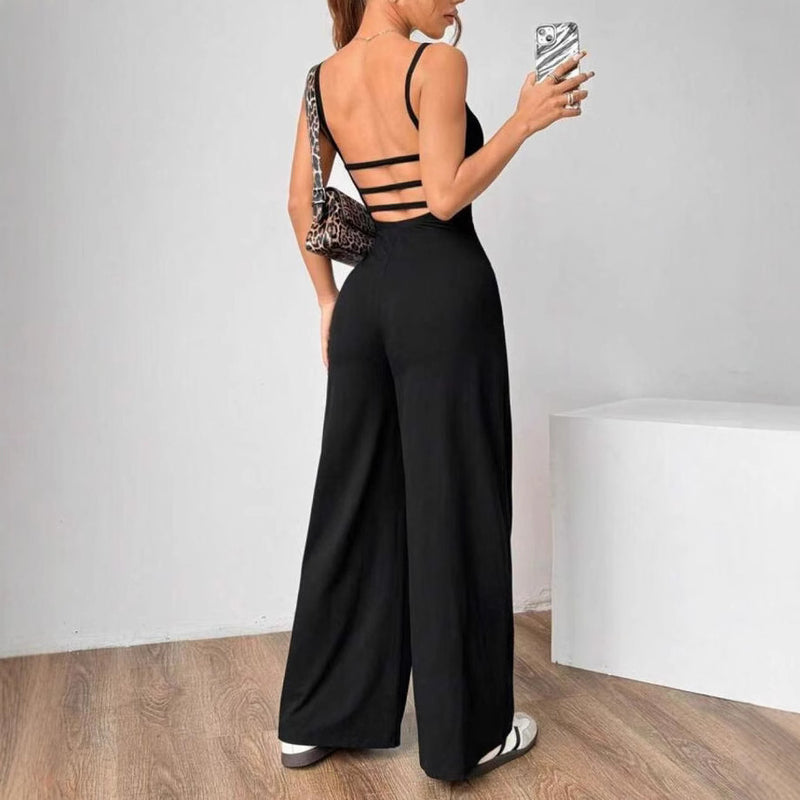 Cross Strap Backless Jumpsuit Lazy